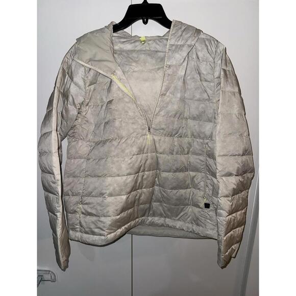 Lululemon Unisex Muslin White Hood 1/4 Zip Puffer Jacket sz M Goose Down active - Picture 2 of 9